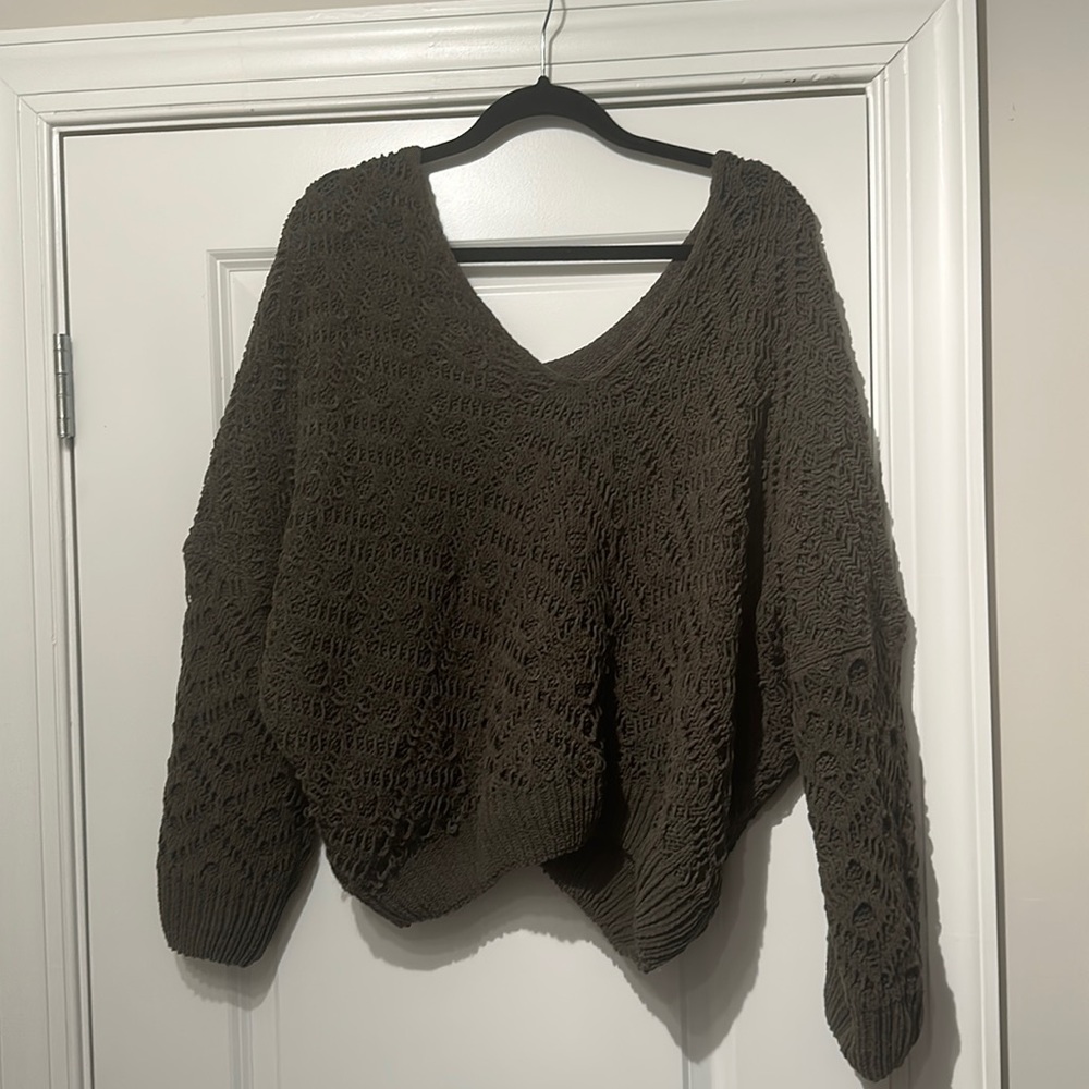 Olive green cropped sweater